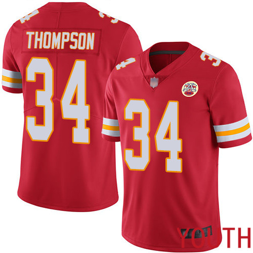 Youth Kansas City Chiefs #34 Thompson Darwin Red Team Color Vapor Untouchable Limited Player Football Nike NFL Jersey->youth nfl jersey->Youth Jersey